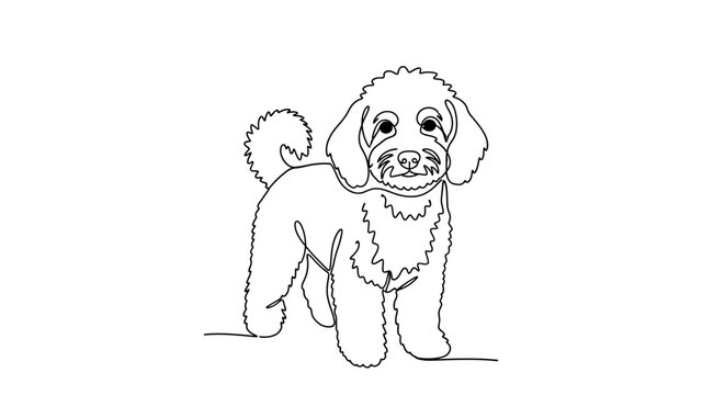 Continuous line drawing of a poodle dog, vector illustration for pet lovers and graphic design projects