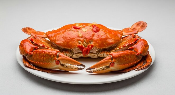 Cooked crab on plate