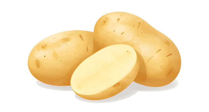 vegetable, sliced, potato, whole, food, fresh, organic, healthy, farm, cooking, ingredient, nutrition, brown, root, vector, illustration, produce