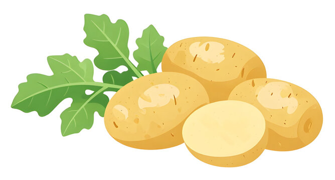 potato, sliced, vegetable, whole, food, fresh, organic, healthy, farm, cooking, ingredient, nutrition, brown, root, vector, illustration, produce