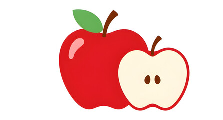 Fototapeta premium cartoon red apple illustration, cute apple vector, fresh fruit clipart, smiling apple design, juicy red fruit graphic, organic apple illustration, white background apple, healthy fruit cartoon, playfu