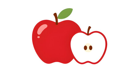 Fototapeta premium cartoon red apple illustration, cute apple vector, fresh fruit clipart, smiling apple design, juicy red fruit graphic, organic apple illustration, white background apple, healthy fruit cartoon, playfu