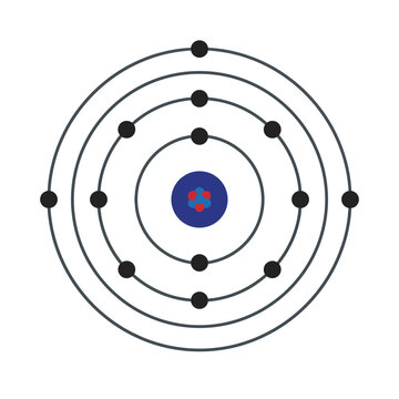 Minimal flat icon of atomic nucleus with orbiting electrons in clean circular design.