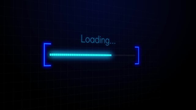 Futuristic Neon Loading Bar Animation with HUD Interface Technology Style