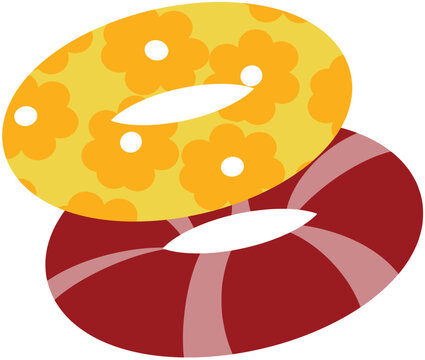 Colorful Inflatable Swim Rings, Summer Pool Floaties Illustration