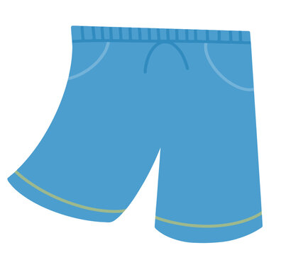 Blue Summer Swim Shorts, Casual Beach Wear Vector