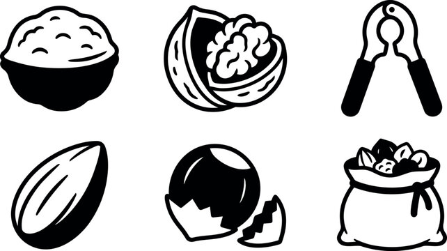 Assorted nuts with nutcracker and sack