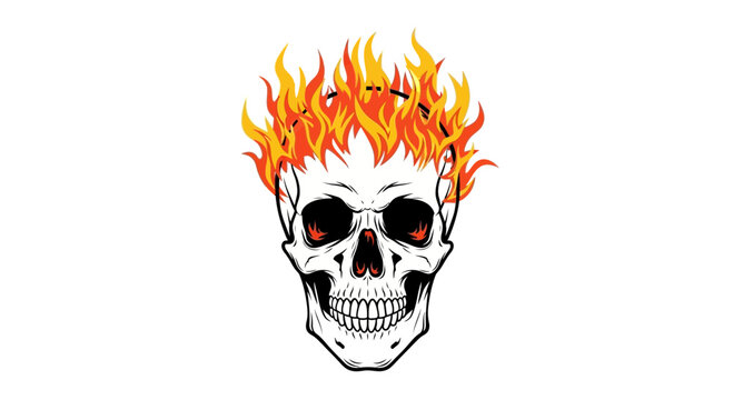 Skull on fire, flaming head, horror, death, danger, evil, scary, dark, gothic, spooky