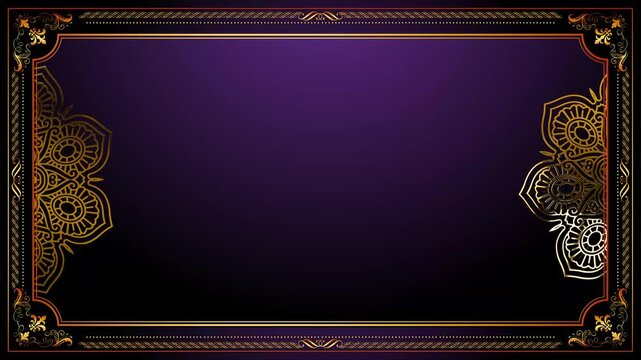 gold frame with mandala animated on green screen  background