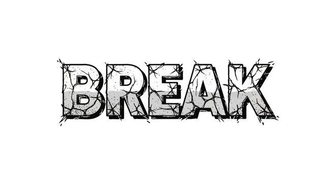 Break word with cracked texture and distressed effect