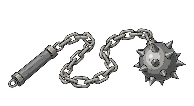 Medieval Flail Weapon, Spiked Ball on Chain, Warrior Equipment