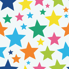Fototapeta premium Colorful five-pointed star shapes scattered over a light background