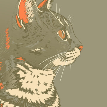 High Quality Cat Profile Portrait Close Up Feline Detail