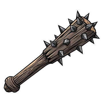 Spiked Wooden Club Weapon