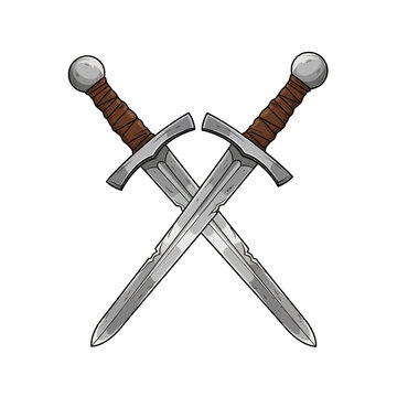 Two crossed medieval swords, illustration