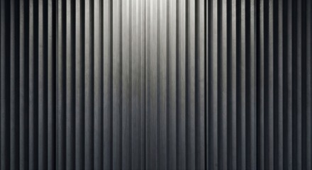 Obraz premium Corrugated Metal Wall with Vertical Ridges in Dark Gray Tones