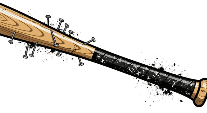 Baseball Bat with Nails