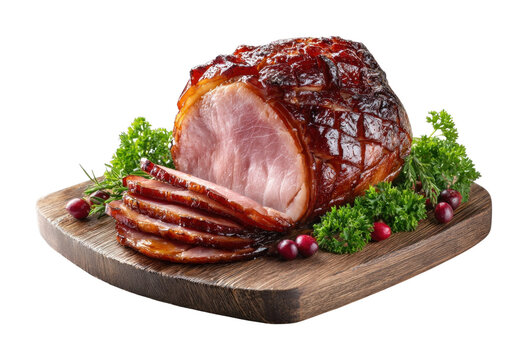 PNG Delicious glazed ham with herbs.