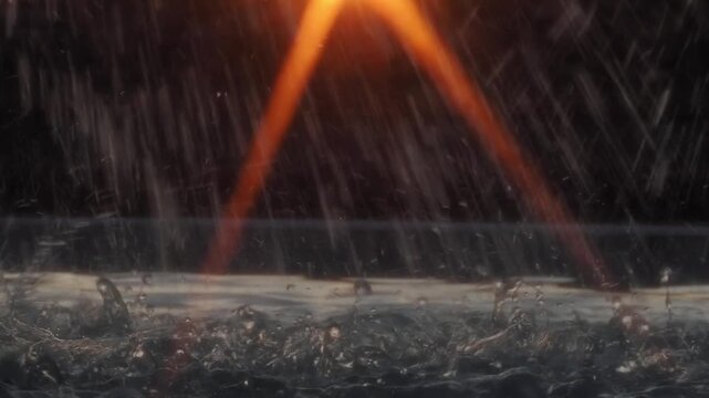 Bokeh effect blurring starbursts, light reflections, and water splashes from a fountain.