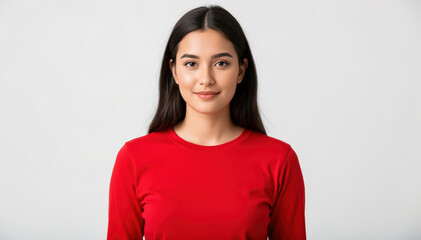 Fototapeta premium Serene Portrait: A portrait captures the genuine beauty of a woman with captivating eyes and a serene expression, radiating peace and grace.