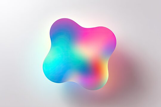A floating, amorphous shape, gradients of color on a neutral background