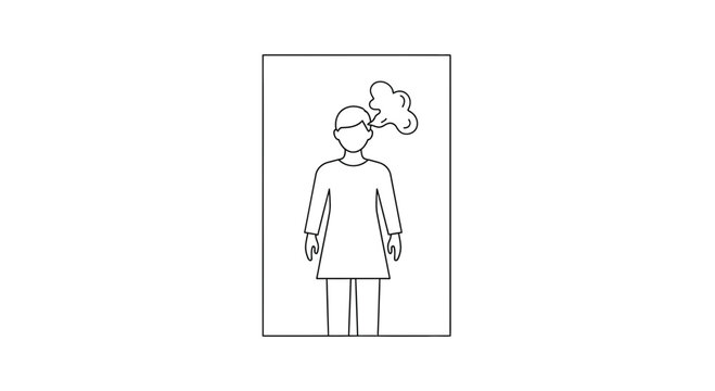 Person thinking, speech bubble icon, idea concept, contemplation, brainstorming, mental activity