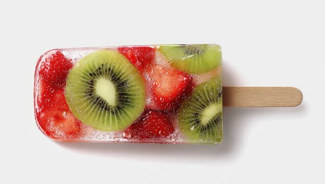 Refreshing frozen treat packed with vibrant strawberries and kiwi slices