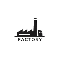 Naklejka premium Industrial factory building silhouette logo.