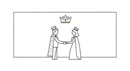 Obraz premium King and Queen Holding Hands Under Crown, Royalty, Love, Partnership, Royal Couple