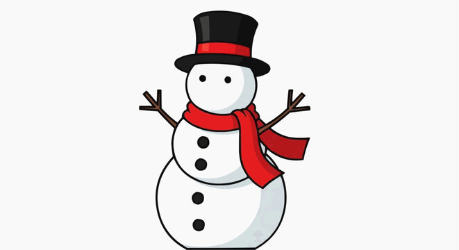 A charming snowman with a top hat, scarf, and a joyful demeanor. The snowman is ready for winter!