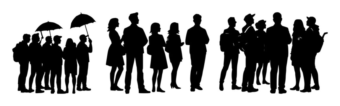 Guided tour group icon set with solid black icon on bright white background featuring travel, group, tour with guide and icon