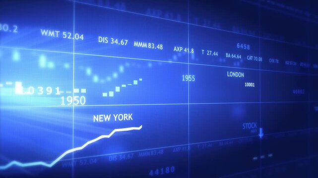 Financial stock market chart and candlestick data trends with investment analytics for trading and portfolio management.
