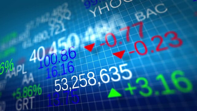 Financial stock market chart and candlestick data trends with investment analytics for trading and portfolio management.