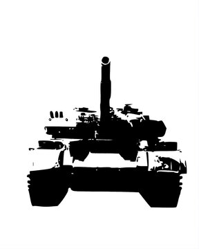 tank silhouette isolated on white