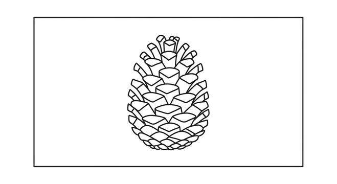Pine Cone Outline Drawing: Natural Seed Pod, Botanical Illustration, Simple Vector Art