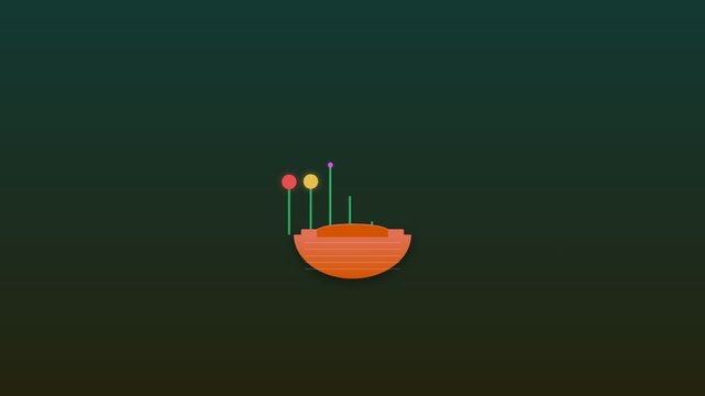 For Mother's Day Gifts, watch this charming animation of a small plant growing and blooming with colorful flowers from a minimalist pot on a serene dark green background.