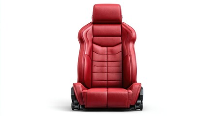 Fototapeta premium High-performance red leather car seat with detailed stitching and integrated headrest