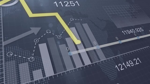 Financial stock market chart and candlestick data trends with investment analytics for trading and portfolio management.