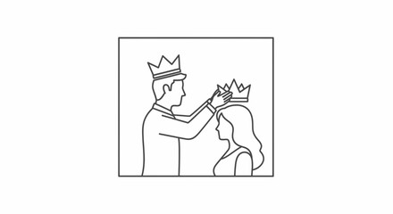 Fototapeta premium King crowning queen, royalty, succession, leadership, love, partnership, royal couple, marriage, wedding