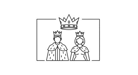 Obraz premium King and Queen with Crown Icon, Royal Couple, Royalty, Leadership, Power, Symbol