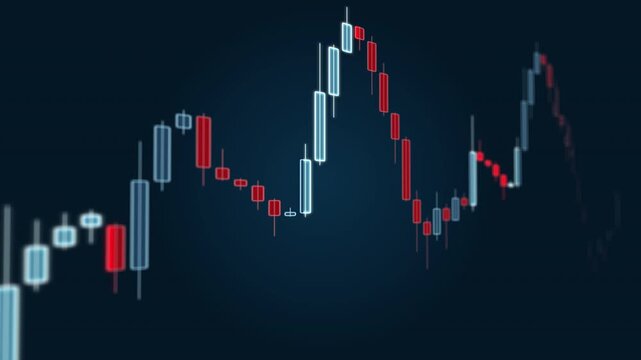 Financial stock market chart and candlestick data trends with investment analytics for trading and portfolio management.