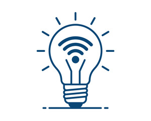 Fototapeta premium Light bulb with wifi symbol inside and rays of light technology innovation idea vector