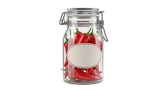 Glass jar filled with red chili peppers