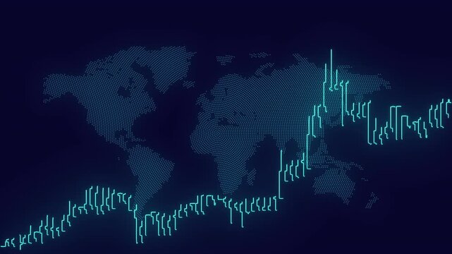 Financial stock market chart and candlestick data trends with investment analytics for trading and portfolio management.