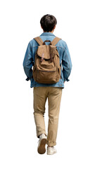 Naklejka premium Casual backpacker walking outdoors.