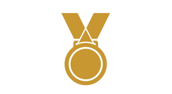 Golden Medal Award Symbol Icon.