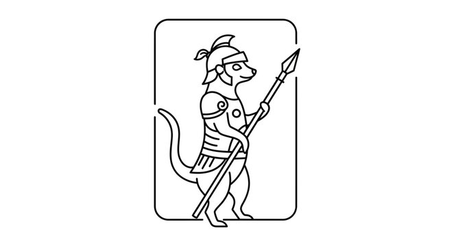 Meerkat Warrior Gladiator Roman Soldier Armor Spear Line Art Icon