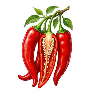 Fresh Red Chili Pepper Cabai Merah Illustration &mdash; Indonesian Spice Hot Pepper Ingredient