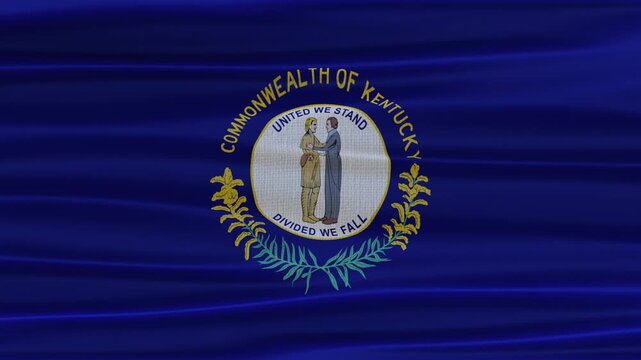 Kentucky flag waving in the wind with high quality fabric texture