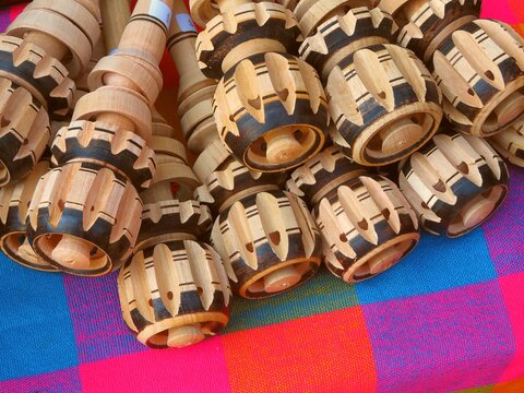 traditional mexican wooden tool molinillo for mixing hot chocolate